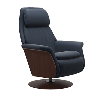 Stressless Sam Wood Swivel Leather Recliner Chair by Ekornes